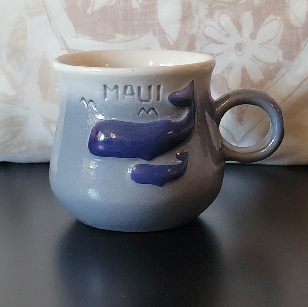 Vintage 1981 MAUI Embossed Whale Mug Ombré Blue, K & S Hawaiian Creations Mug